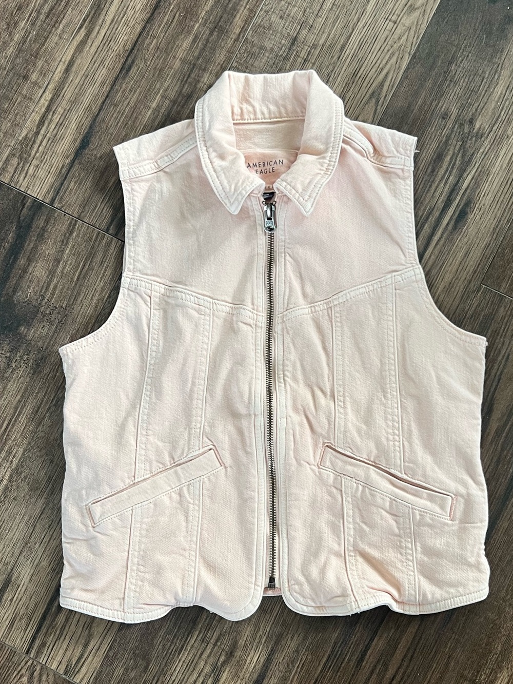American Eagle | S | Pink Pastel Biker Zip Up Collared Vest Top